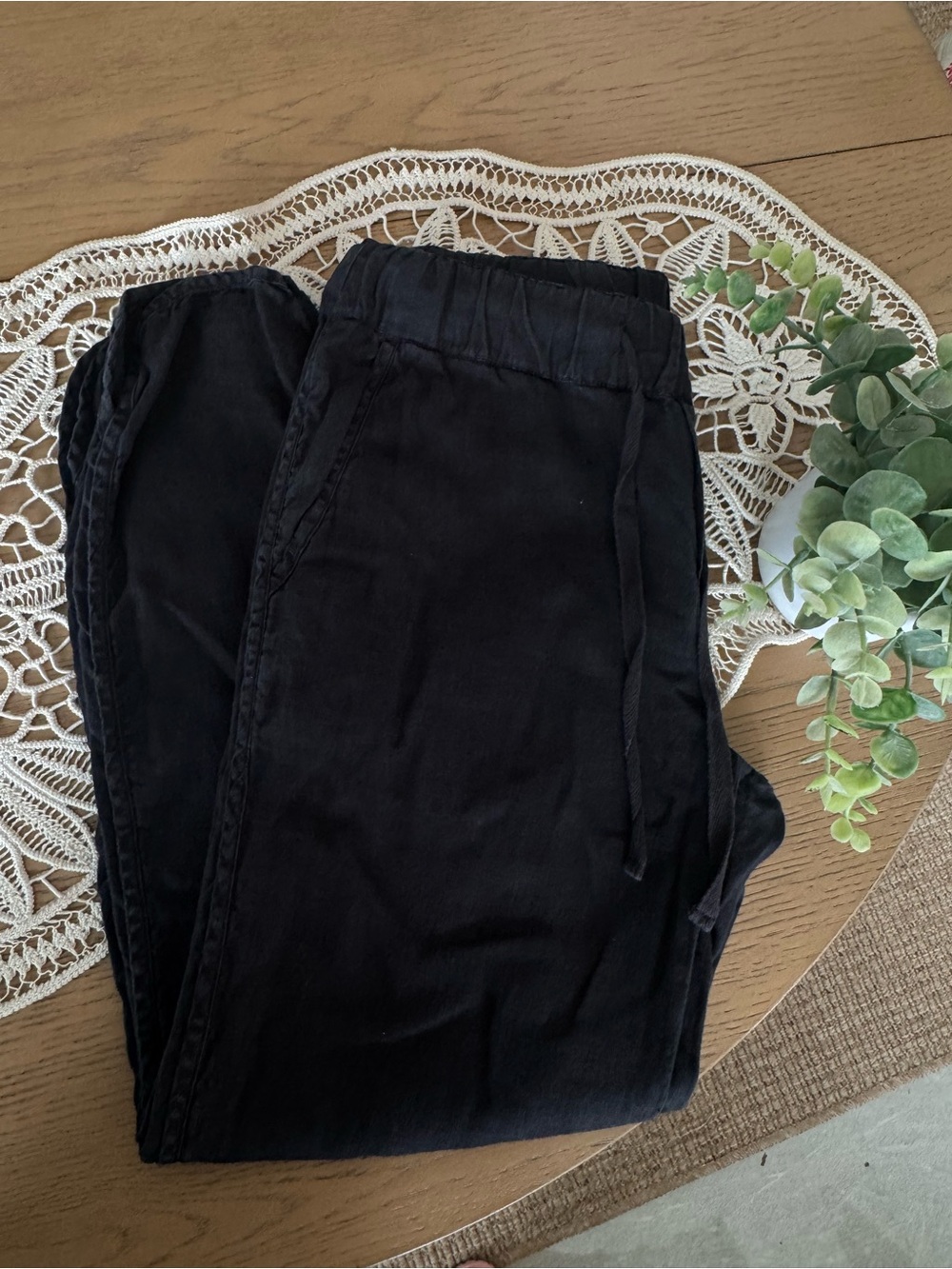 Caslon 100% Linen Black Jogger Pants XS Pull-On Drawstring Casual Lightweight